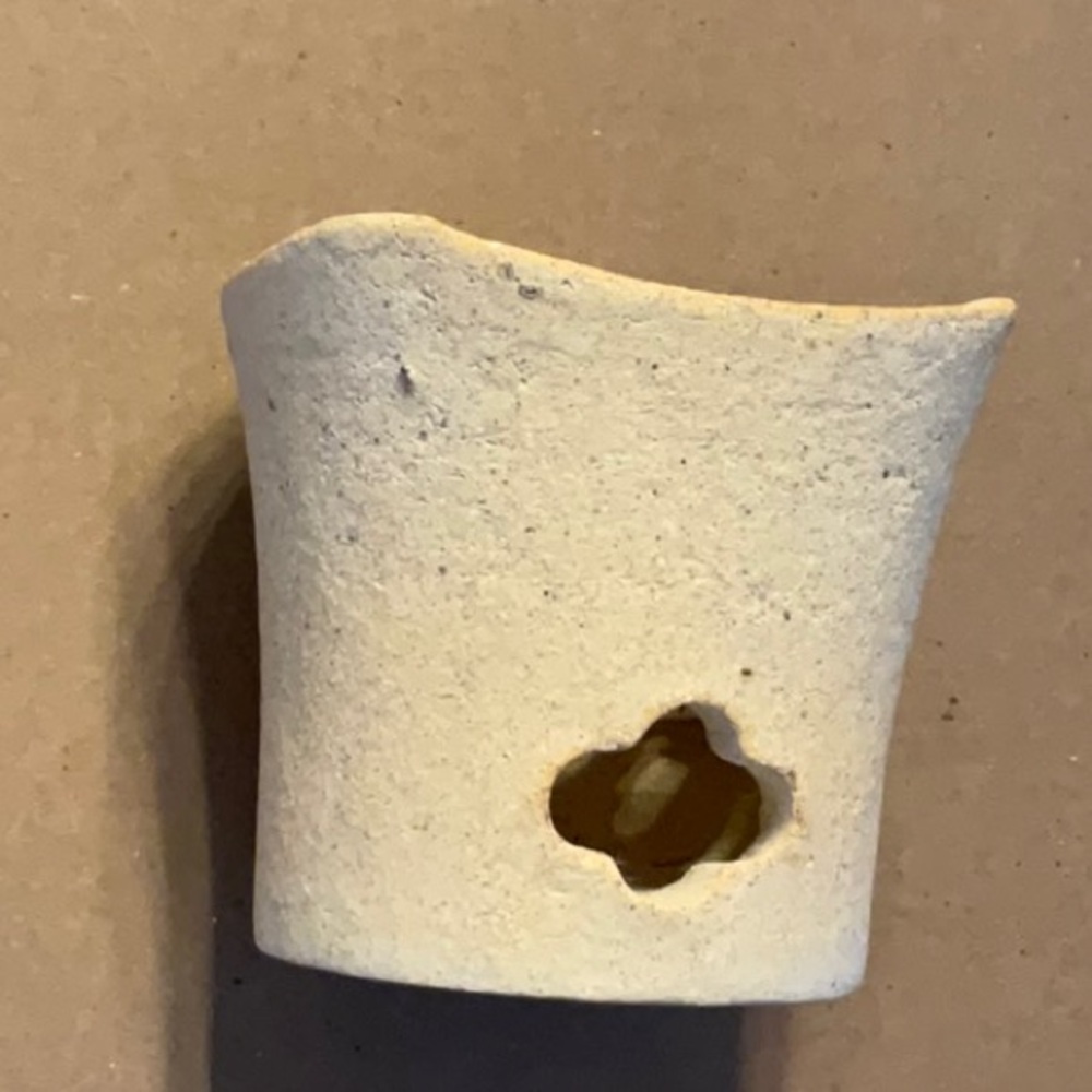 Textured Ceramic Lantern with Clover Cutout - Cream